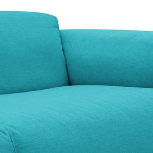 Hoekbank HUDSON 3-zits met chaise longue Geweven stof Anda II: Turquoise - Breedte: 284 cm - Longchair vooraanzicht links