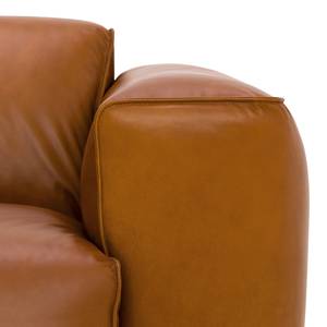 Hoekbank HUDSON 3-zits met chaise longue Echt leer Dub: Cognackleurig - Breedte: 284 cm - Longchair vooraanzicht links