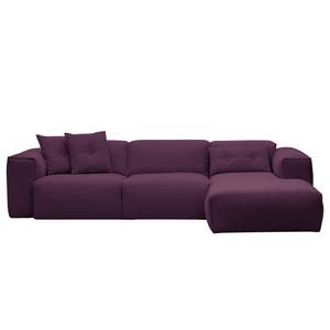 Ecksofa HUDSON 3-Sitzer mit Longchair Webstoff Anda II: Violett - Breite: 284 cm - Longchair davorstehend rechts