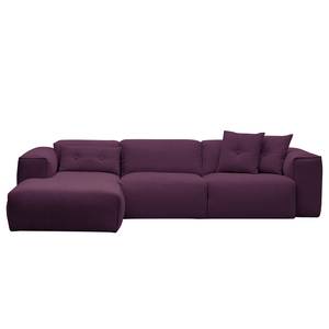 Ecksofa HUDSON 3-Sitzer mit Longchair Webstoff Anda II: Violett - Breite: 284 cm - Longchair davorstehend links