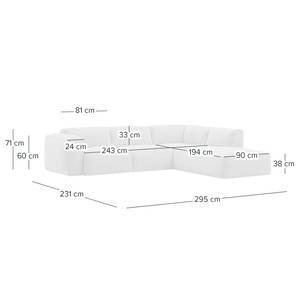 Hoekbank HUDSON 3-zits + recamiere Geweven stof Milan: Antraciet - Longchair vooraanzicht rechts