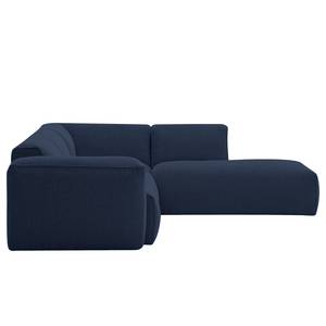 Ecksofa HUDSON 3-Sitzer mit Recamiere Webstoff Milan: Dunkelblau - Longchair davorstehend rechts