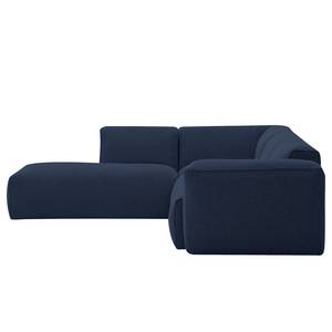 Canapé d’angle 3 places HUDSON Tissu Milan : Bleu foncé - Méridienne courte à gauche (vue de face)