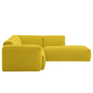 Ecksofa HUDSON 3-Sitzer mit Recamiere Webstoff Milan: Gelb - Longchair davorstehend rechts