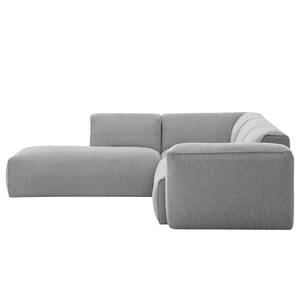 Ecksofa HUDSON 3-Sitzer mit Recamiere Webstoff Milan: Hellgrau - Longchair davorstehend links