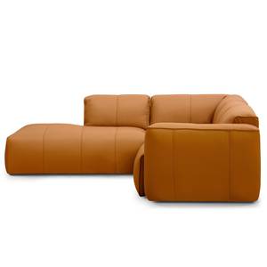 Ecksofa HUDSON 3-Sitzer mit Recamiere Echtleder Neka: Cognac - Longchair davorstehend links