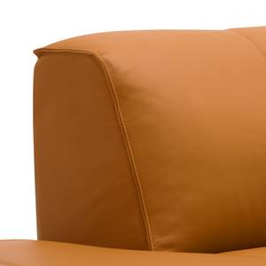 Ecksofa HUDSON 3-Sitzer mit Recamiere Echtleder Neka: Cognac - Longchair davorstehend links