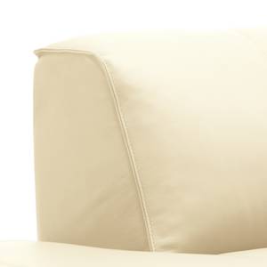 Ecksofa HUDSON 3-Sitzer mit Recamiere Echtleder Neka: Creme - Longchair davorstehend links