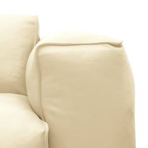 Ecksofa HUDSON 3-Sitzer mit Recamiere Echtleder Neka: Creme - Longchair davorstehend links