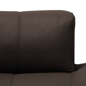 Ecksofa HUDSON 3-Sitzer mit Recamiere Echtleder Neka: Dunkelbraun - Longchair davorstehend rechts