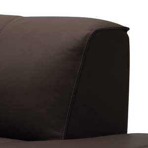 Ecksofa HUDSON 3-Sitzer mit Recamiere Echtleder Neka: Dunkelbraun - Longchair davorstehend rechts