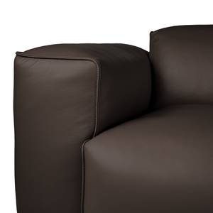 Ecksofa HUDSON 3-Sitzer mit Recamiere Echtleder Neka: Dunkelbraun - Longchair davorstehend rechts