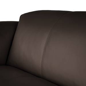 Ecksofa HUDSON 3-Sitzer mit Recamiere Echtleder Neka: Dunkelbraun - Longchair davorstehend rechts