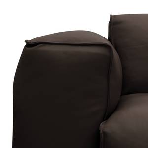 Ecksofa HUDSON 3-Sitzer mit Recamiere Echtleder Neka: Dunkelbraun - Longchair davorstehend rechts