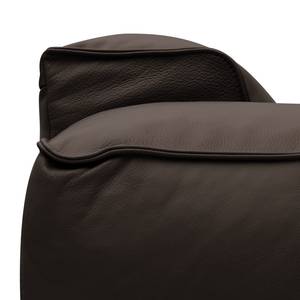 Ecksofa HUDSON 3-Sitzer mit Recamiere Echtleder Neka: Dunkelbraun - Longchair davorstehend rechts