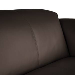 Ecksofa HUDSON 3-Sitzer mit Recamiere Echtleder Neka: Dunkelbraun - Longchair davorstehend links