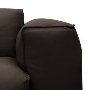 Ecksofa HUDSON 3-Sitzer mit Recamiere Echtleder Neka: Dunkelbraun - Longchair davorstehend links