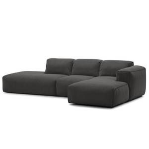 Ecksofa HUDSON mit Chaiselongue Webstoff Milan: Anthrazit - Longchair davorstehend rechts