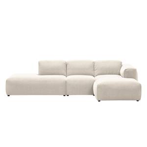 Ecksofa HUDSON mit Chaiselongue Webstoff Saia: Beige - Longchair davorstehend rechts