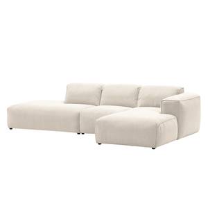 Ecksofa HUDSON mit Chaiselongue Webstoff Saia: Beige - Longchair davorstehend rechts