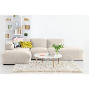 Ecksofa HUDSON mit Chaiselongue Webstoff Saia: Beige - Longchair davorstehend links