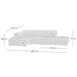 Hoekbank HUDSON met chaise longue Geweven stof Milan: Lichtblauw - Longchair vooraanzicht rechts