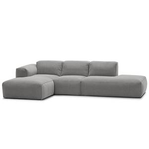 Ecksofa HUDSON mit Chaiselongue Webstoff Milan: Hellgrau - Longchair davorstehend links