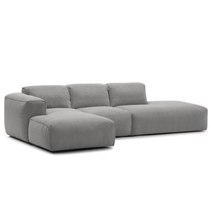 Ecksofa HUDSON mit Chaiselongue Webstoff Milan: Hellgrau - Longchair davorstehend links