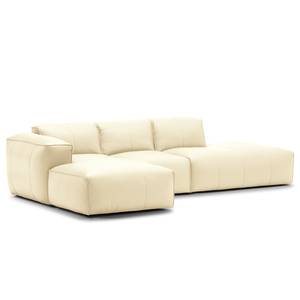 Ecksofa HUDSON mit Chaiselongue Echtleder Neka: Creme - Longchair davorstehend links