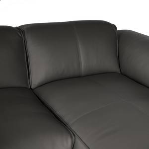 Ecksofa HUDSON mit Chaiselongue Echtleder Neka: Grau - Longchair davorstehend rechts