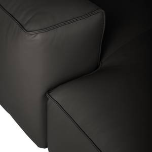 Ecksofa HUDSON mit Chaiselongue Echtleder Neka: Grau - Longchair davorstehend links