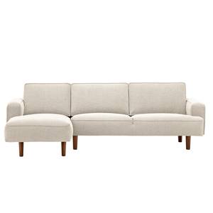 Ecksofa Navona Webstoff Webstoff Saia: Beige - Longchair davorstehend rechts - Braun