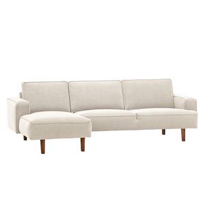 Ecksofa Navona Webstoff Webstoff Saia: Beige - Longchair davorstehend rechts - Braun