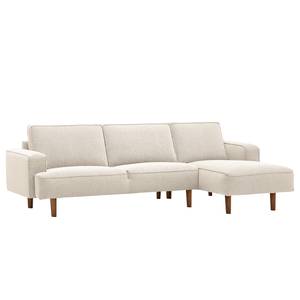 Ecksofa Navona Webstoff Webstoff Saia: Beige - Longchair davorstehend links - Braun