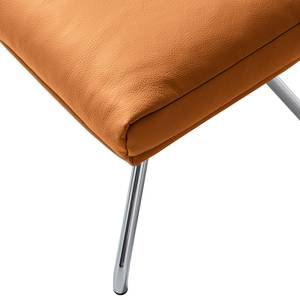 Hocker Garbo III Echtleder Neka: Cognac - Chrom glänzend