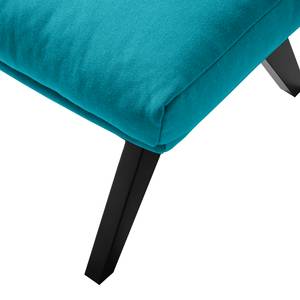 Gestoffeerde hocker GARBO houten pootjes Geweven stof Anda II: Turquoise - Zwart