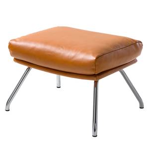 Hocker Garbo III Echtleder Dub: Cognac - Chrom glänzend