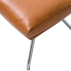 Hocker Garbo III Echtleder Dub: Cognac - Chrom glänzend