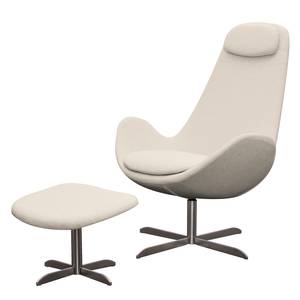 Fauteuil Houston I geweven stof Geweven stof Saia: Beige - Roestvrij staal