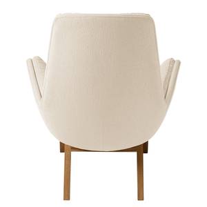 Fauteuil GARBO met houten pootjes Geweven stof Saia: Beige - Donkere eikenhout