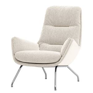 Fauteuil Garbo VI Geweven stof Saia: Beige - Chroomkleurig glanzend