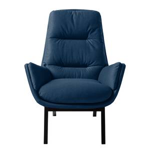 Fauteuil GARBO met houten pootjes Geweven stof Anda II: Blauw - Zwart