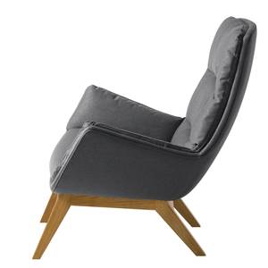 Sessel GARBO mit Holzfüßen Webstoff - Webstoff Anda II: Grau - Eiche Dunkel