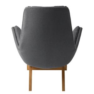 Fauteuil GARBO met houten pootjes Geweven stof Anda II: Grijs - Donkere eikenhout