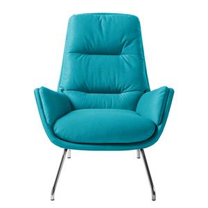 Fauteuil Garbo VI Geweven stof Anda II: Turquoise - Chroomkleurig glanzend