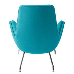 Fauteuil Garbo VI Geweven stof Anda II: Turquoise - Chroomkleurig glanzend