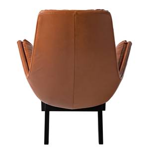 Fauteuil GARBO met houten pootjes Echt leer Dub: Bruin - Zwart