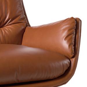 Fauteuil GARBO met houten pootjes Echt leer Dub: Bruin - Zwart