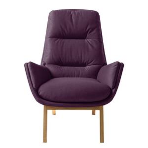 Sessel GARBO mit Holzfüßen Webstoff - Webstoff Anda II: Violett - Eiche Dunkel