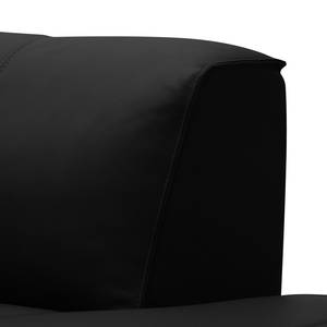 Canapé panoramique HUDSON Cuir véritable Neka : Noir - Méridienne courte à gauche / longue à droite (vue de face)